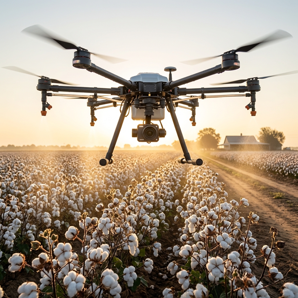 Drone over Cotton Field