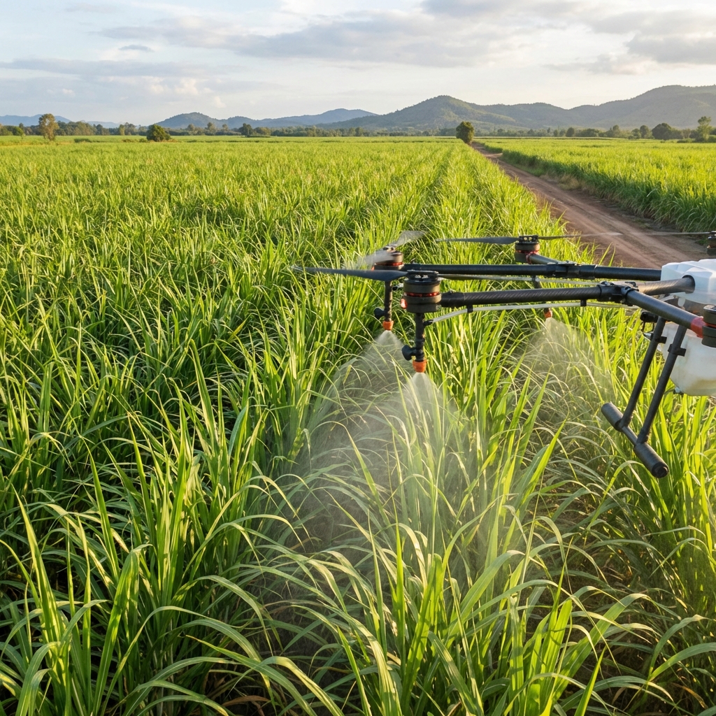 Drone over Sugarcane Field